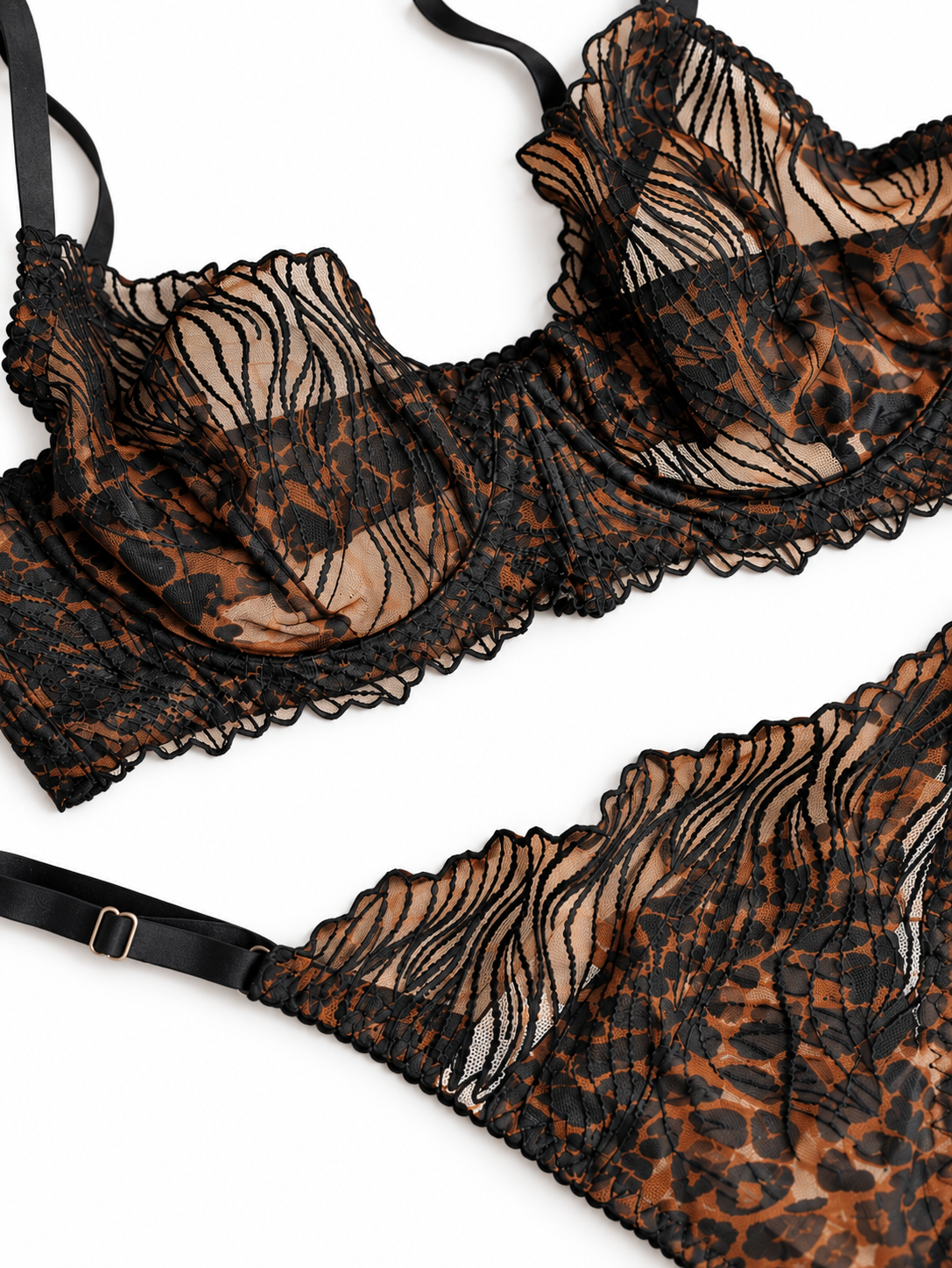 Wild Lace Leopard Print - Non Padded Bra Set