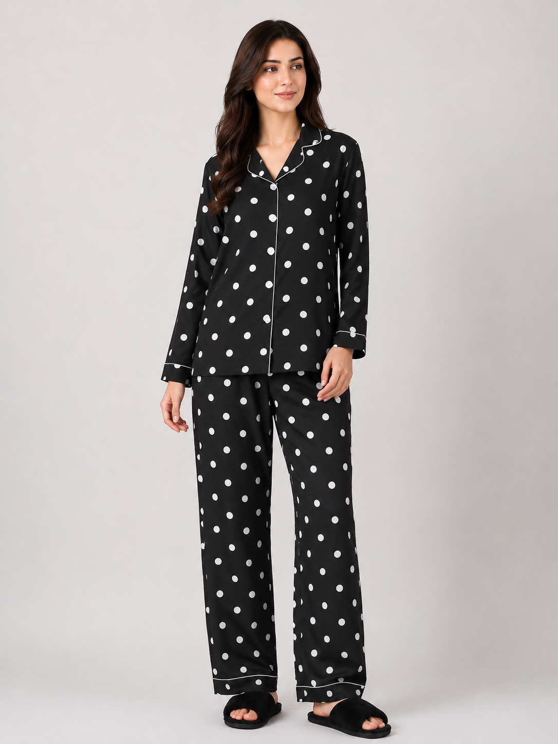 Midnight Dots – Linen PJ Set
