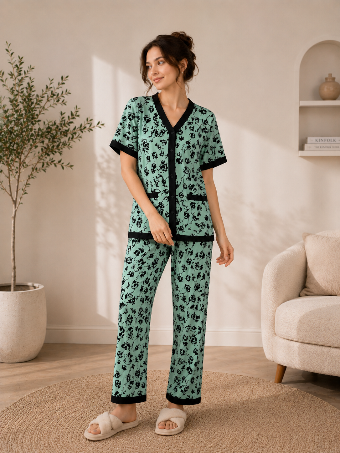 Mira Floral Cotton Button-Down PJ Set