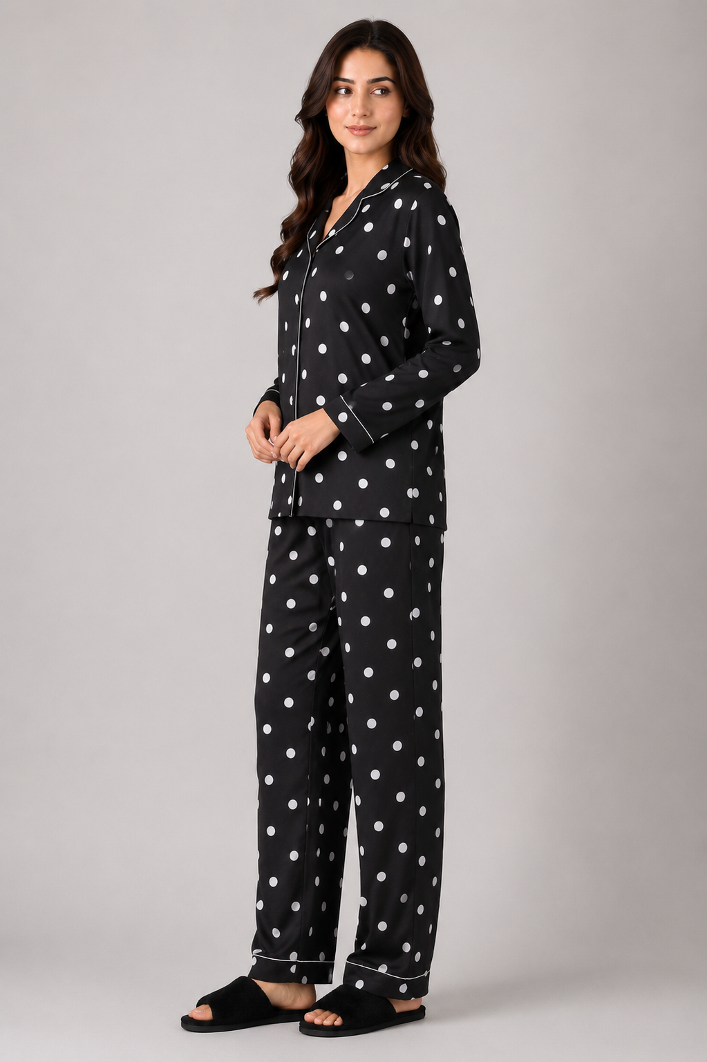 Midnight Dots – Linen PJ Set
