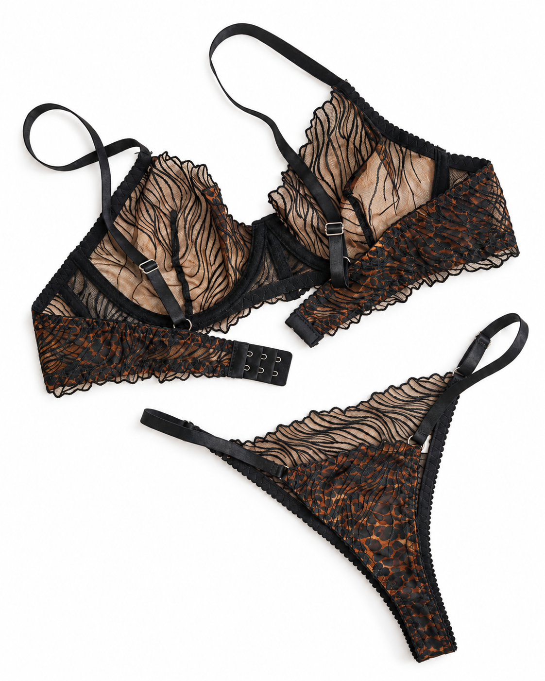 Wild Lace Leopard Print - Non Padded Bra Set